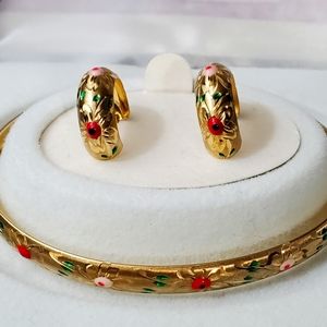Earrings and Bangle Bracelet Set